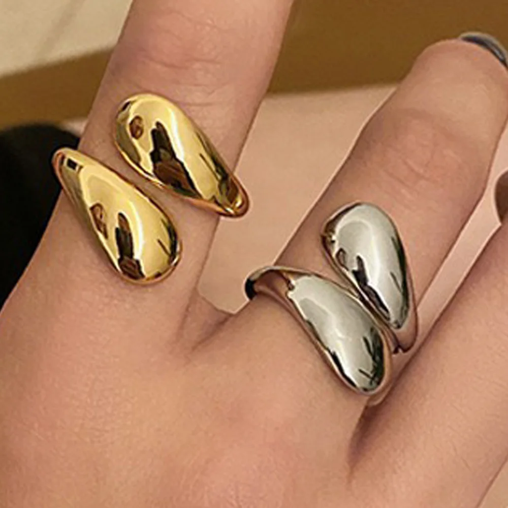 BF CLUB Silver Color Rings for Women Fashion Geometric Handmade Irregular Gold Hug Ring Party Christmas Gift