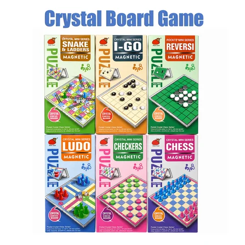 Folding Crystal Board Game Set Chess Snake Ladder Family Tabletop Game Educational Puzzle Toy Portable Travel for Kids Adults Gi