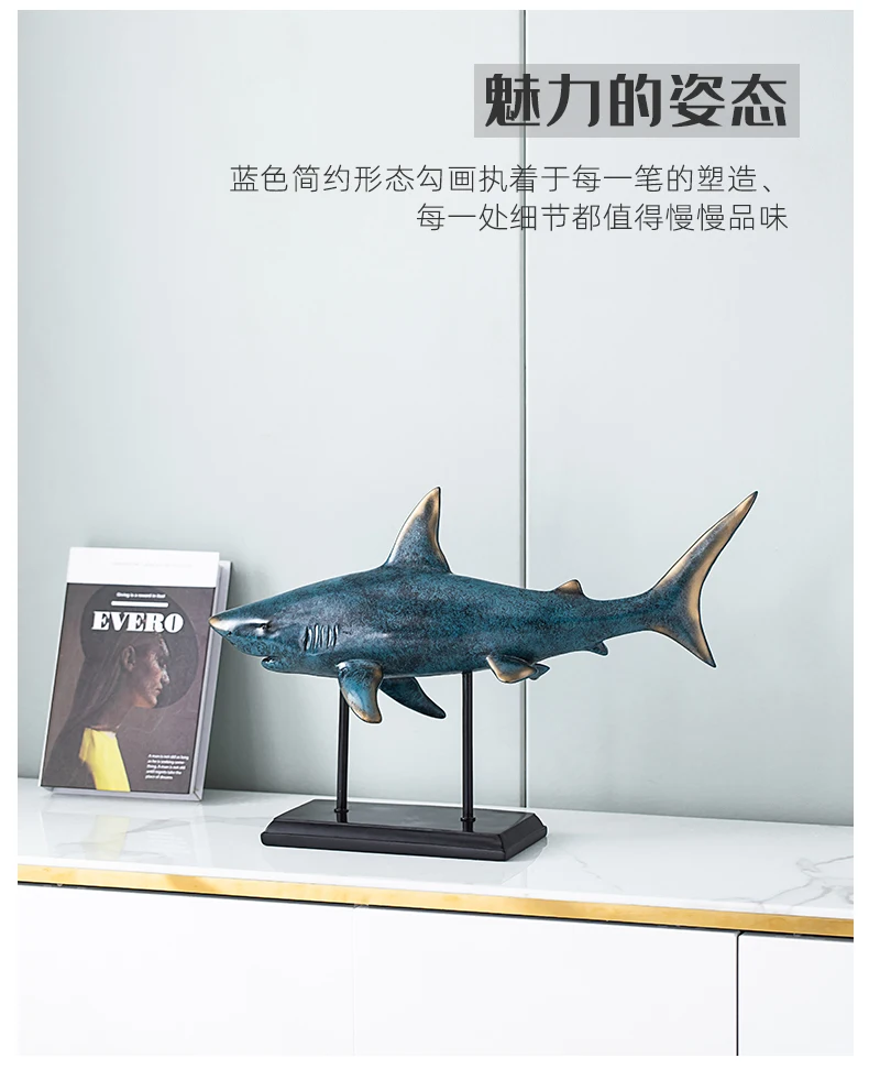 Creative Shark Display TV Cabinet Entrance Office High end Model Room Hotel Lobby Villa Wine Cabinet Display Personalized Gifts