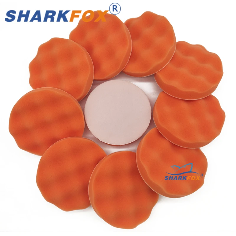 Sharkfox 5/6inch Car Buffing Polishing Pads Flat Foam Sponge Waxing Pad Kit Tool For Car Polisher Buffer Auto Care Buffing Pads