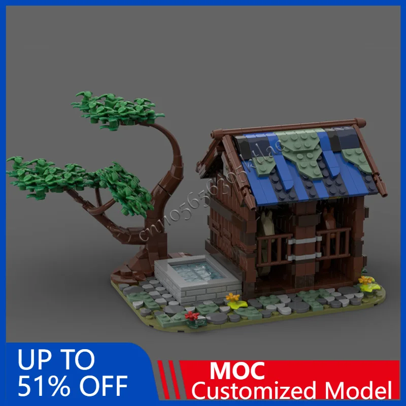 บล็อกตัวต่อแบบโมดูลาร์ 727 ชิ้น ชุดสร้างบ้าน ถนน โรงม้า โรงตีเหล็กยุคกลาง MOC ของเล่นสร้างสรรค์ DIY ของขวัญวันหยุด