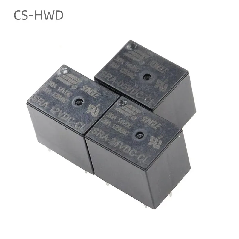 5PCS 5V 12V 24V 20A DC Power Relay SRA-05VDC-AL SRA-12VDC-CL SRA-24VDC-CL 4Pin 5Pin PCB Type In Stock Black Automobile Relay