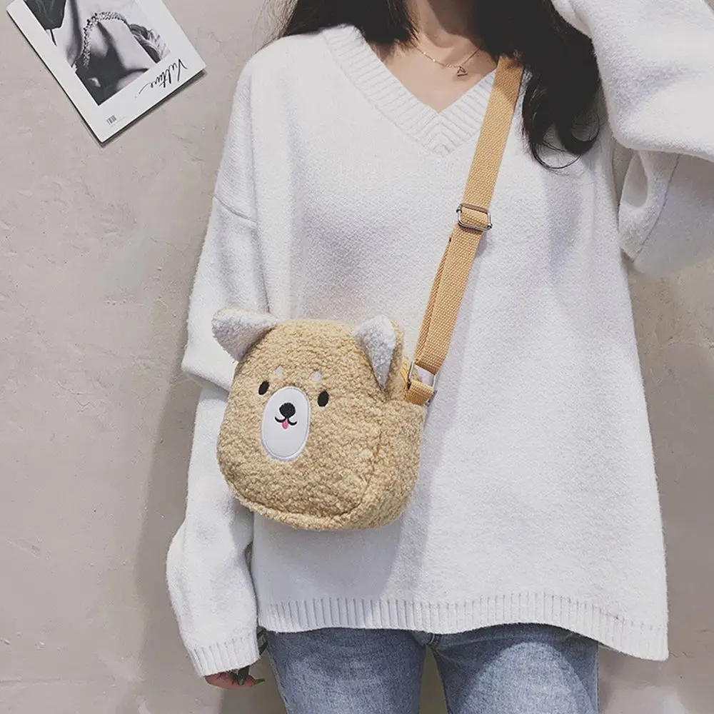 Fashion Japanese Outdoor Cartoons Animal Pattern Handbag Plush Crossbody Women Shoulder Bag Messenger Bag Casual Satchel