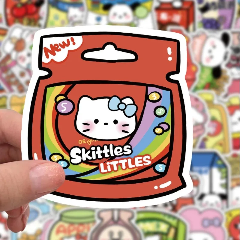 50 pçs sanrio anime adesivos engraçado kuromi olá kitty minha melodia dos desenhos animados adesivo papelaria portátil capacete bonito decalques decoração