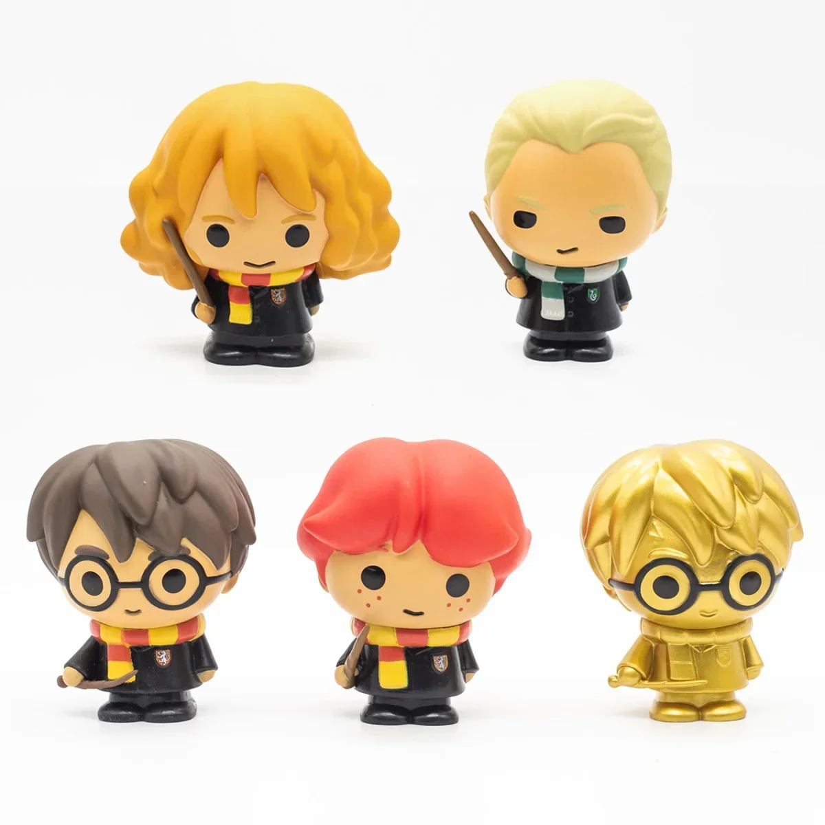 هاري بوتر معالج العالم أرقام مع مجموعة العصا هيرميون جرانجر رون ويزلي دراكو مالفوي لعبة مجسمة زخارف مكتب هدايا الاطفال