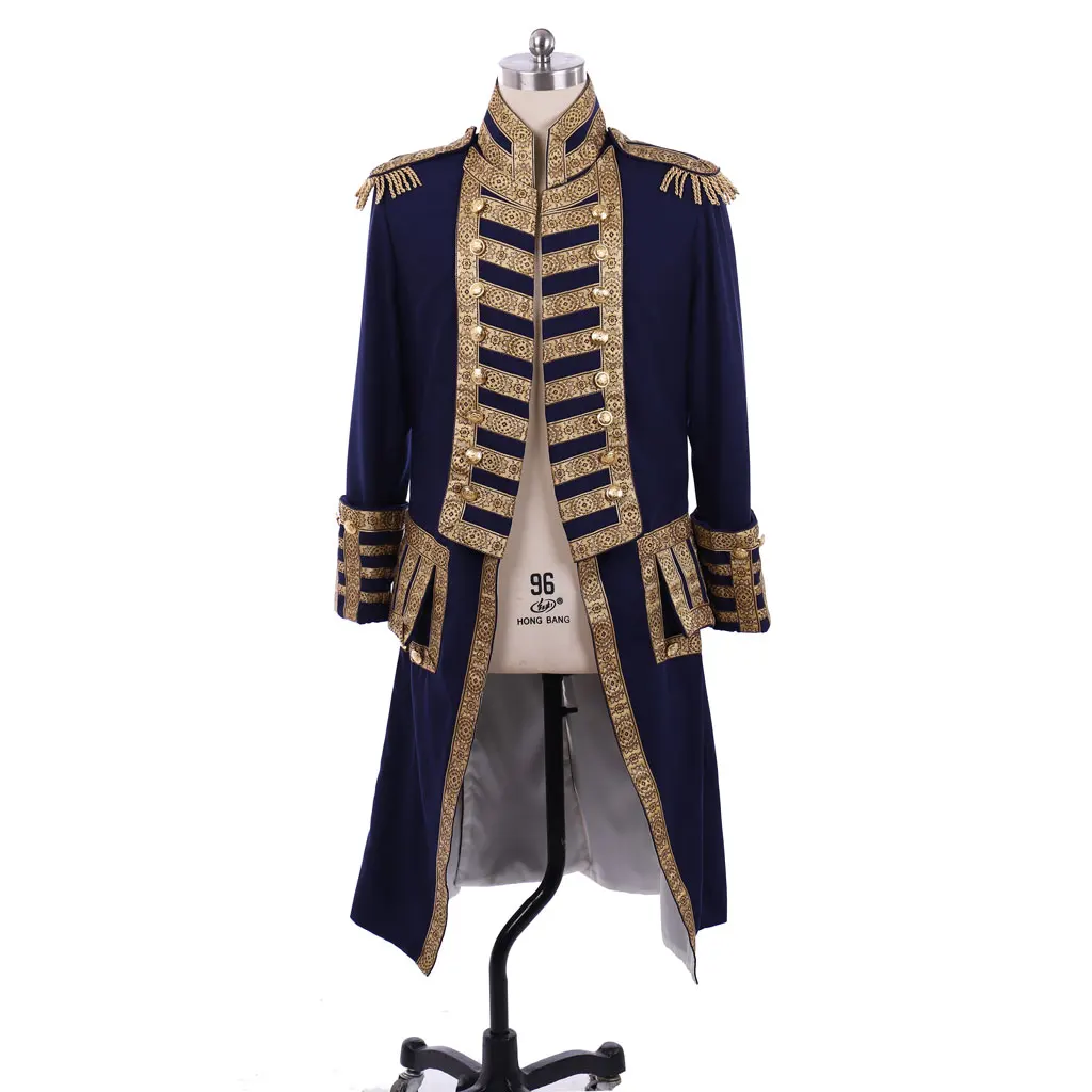 

Men's Medieval Soldier Officer Uniform Coat 18th Century Victorian Colonial Regency Military Jacket Halloween Embroidered Outfit