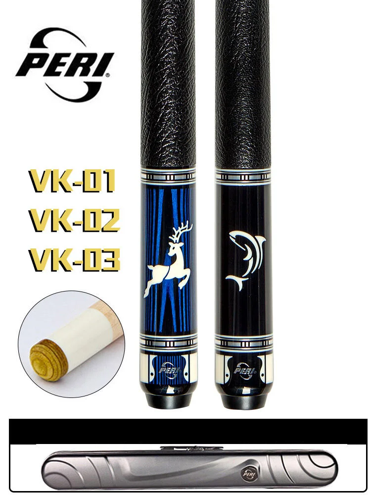 Peri VK Series Professional Taper Billiard Cues Pool Game Stick Hard Maple Shaft  Nine-Ball Arm Leather Grip 1/2 Split 147cm