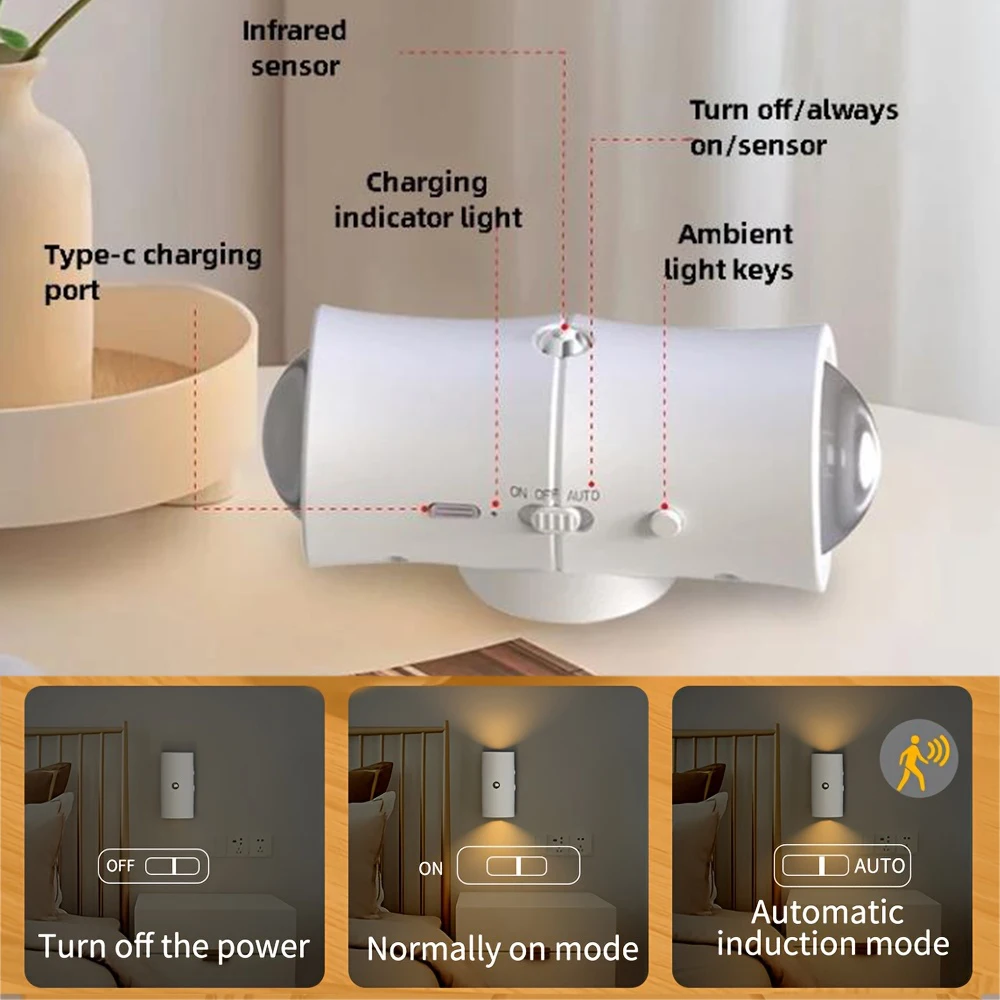 LED Nachtlicht RGB 7 Farbe Smart Magnetische Sensor Licht Motion Sensor Wand Lampe USB Lade Hause Kleiderschrank Treppen korridor Beleuchtung