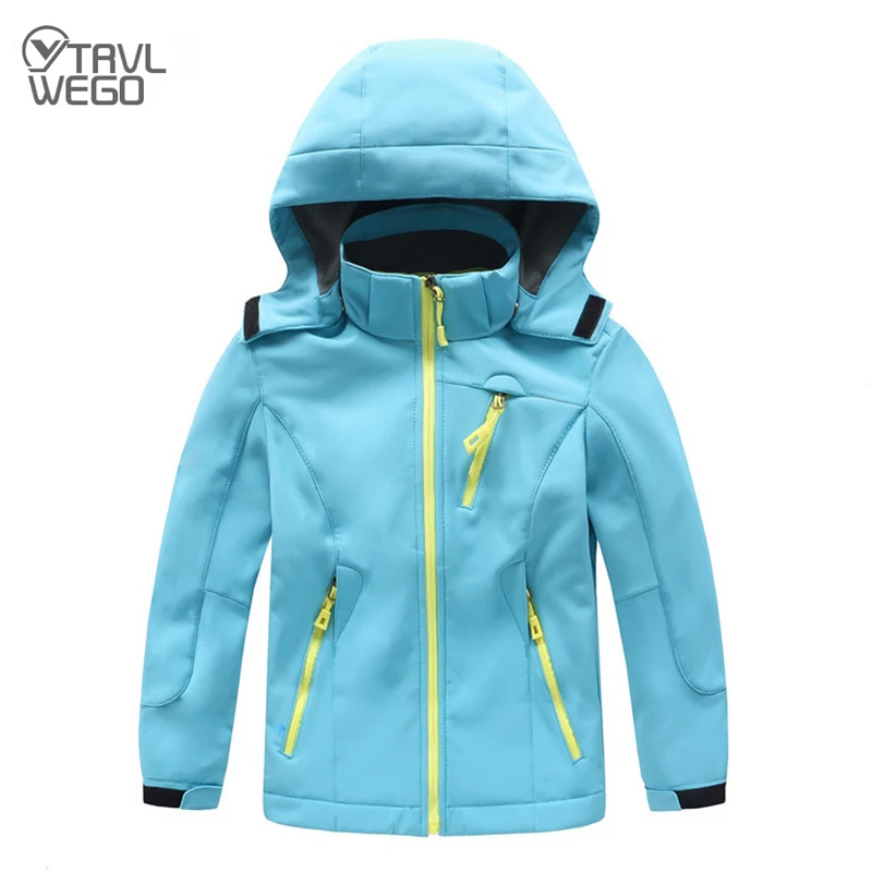 

TRVLWEGO Autumn Hiking Jacket Children Trekking Coat Camping Cycling Activities Hood Boy Girl Windproof Outdoor Anti Splash