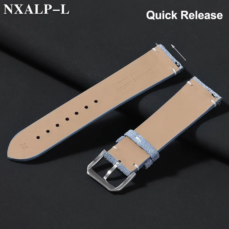 خمر جلد الغزال حزام الساعات 20 مللي متر 22 مللي متر اليدوية خياطة جلد البقر حزام لأوميغا ل Seiko العالمي معصمه الإفراج السريع