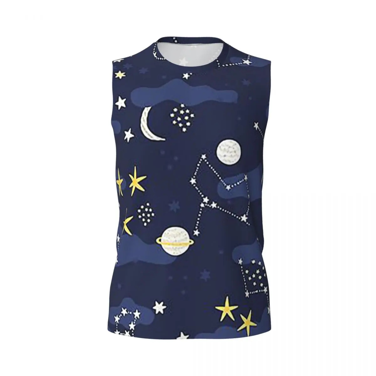 Galaxy Cosmos Moon Stars Astronomy Cartoon Universe Men Printed Sleeveless T-shirt Hip Hop Street Style Beach Holiday Tank Tops
