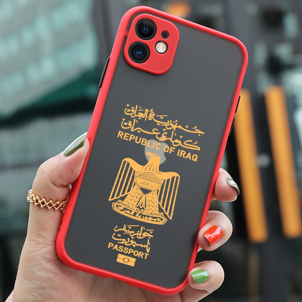 Iraq Passport Phone Case For iPhone 15 14 13 12 11 Mini Pro Max X XR XSMax 7 8 Plus Matte Transparent Back Cover