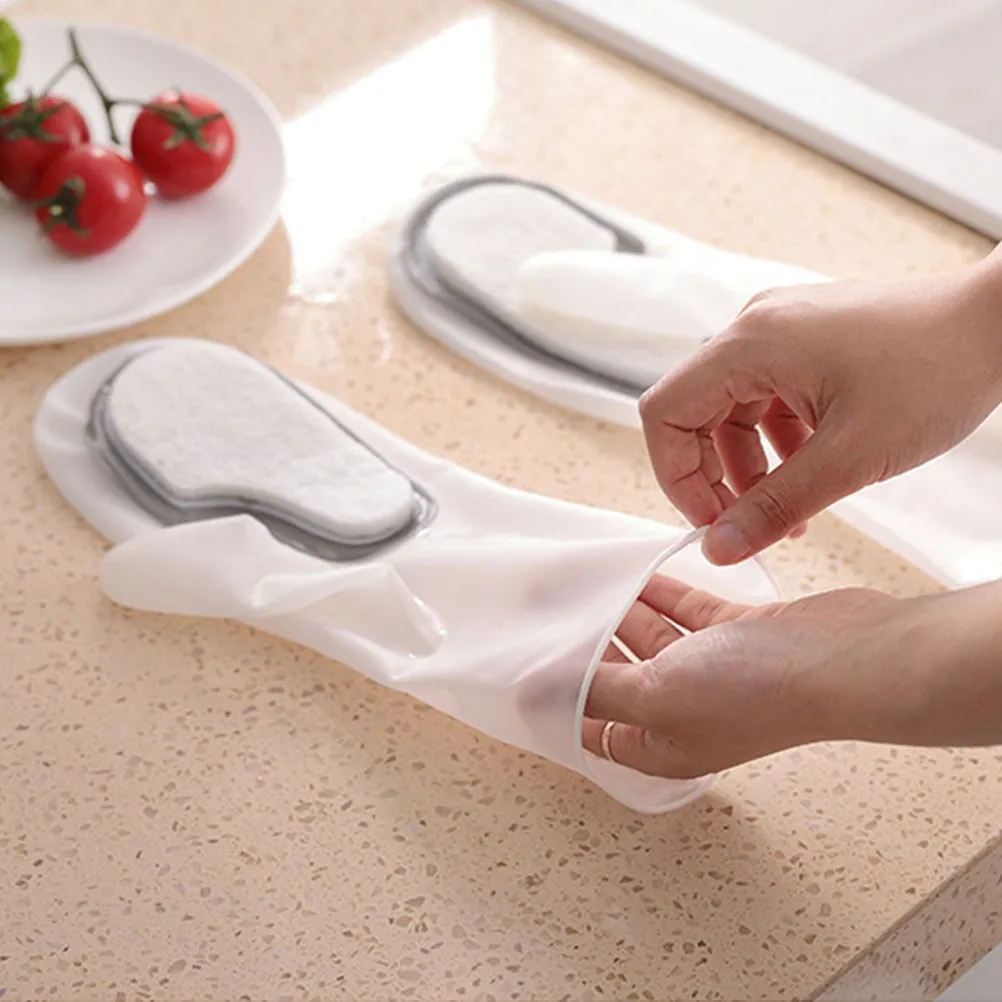 2Pairs Washing Gloves Tools High-Quality Corrosion-Resistant Dishwashing Gloves with Absorbent Sponge for All-Round Stain