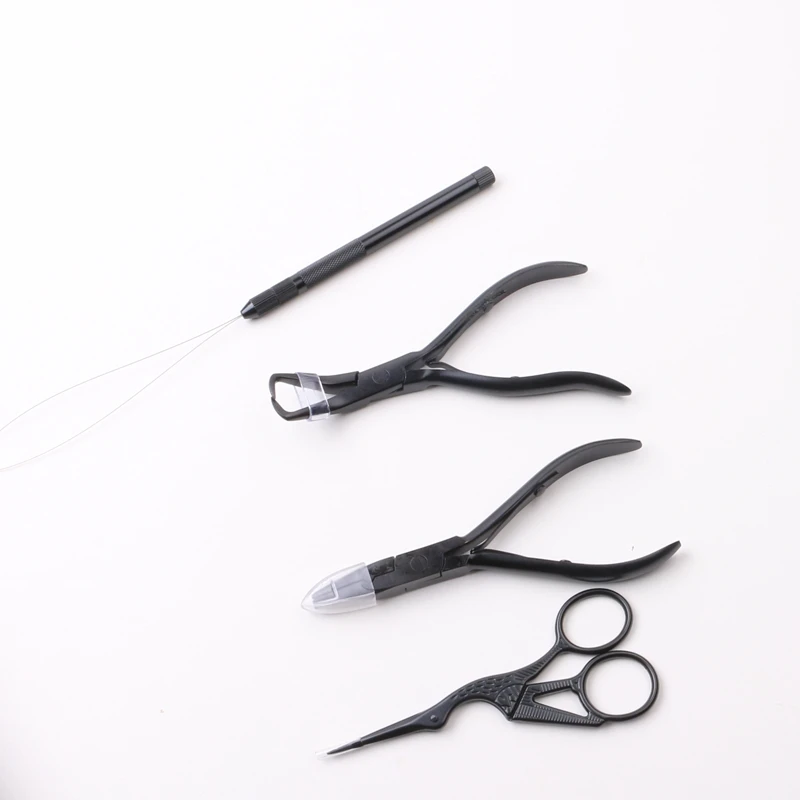 1 set Hair Extension Plier set Micro Ring Application Pliers Micro Beads Closer Opener Plier Hair Loop Tool Sewing Scissors