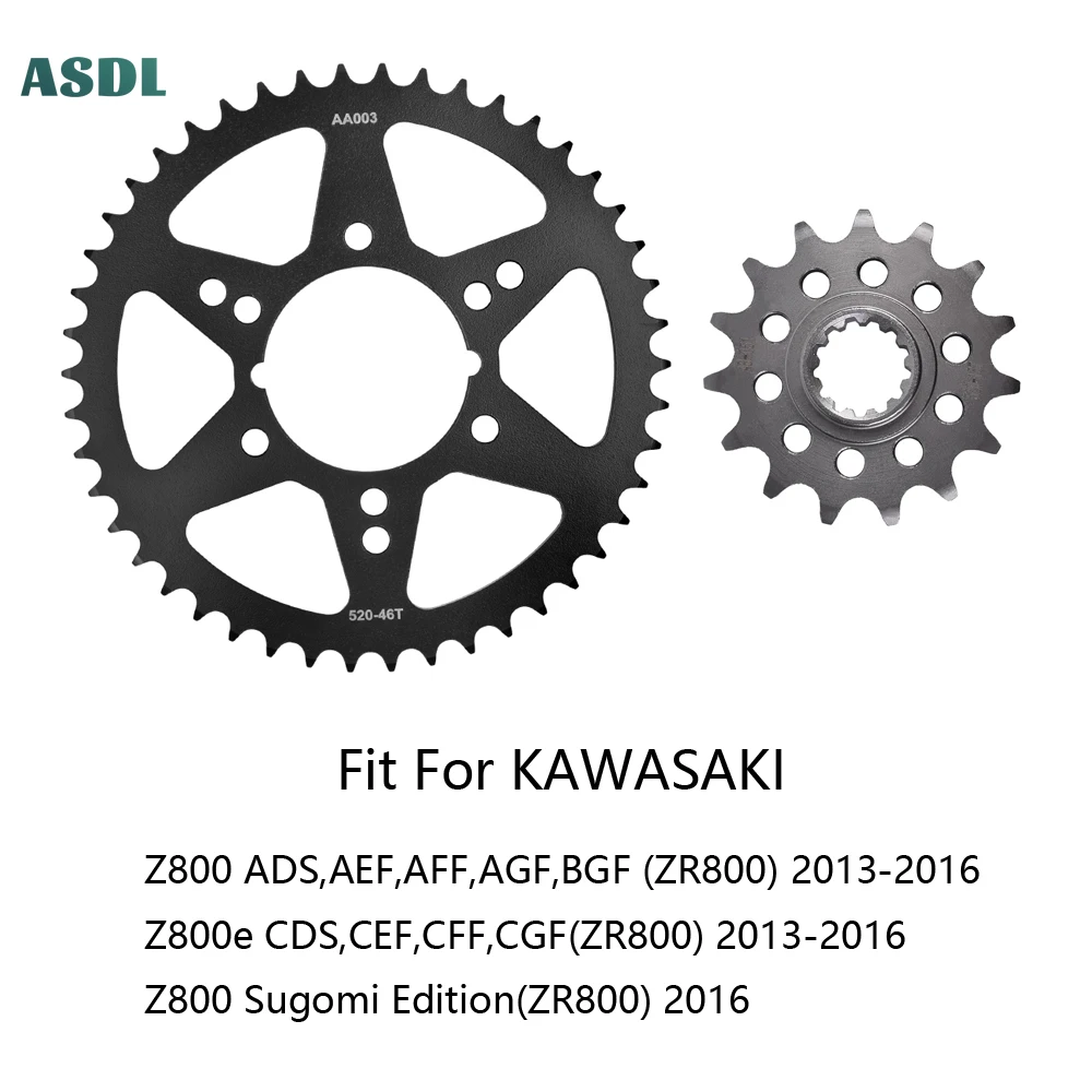 

520 46T 15T Motorcycle Front and Rear Sprocket Kit for KAWASAKI Z800 ADS ZR800 2013-2016 Z800e Z800 Sugomi Edition ZR800 2016