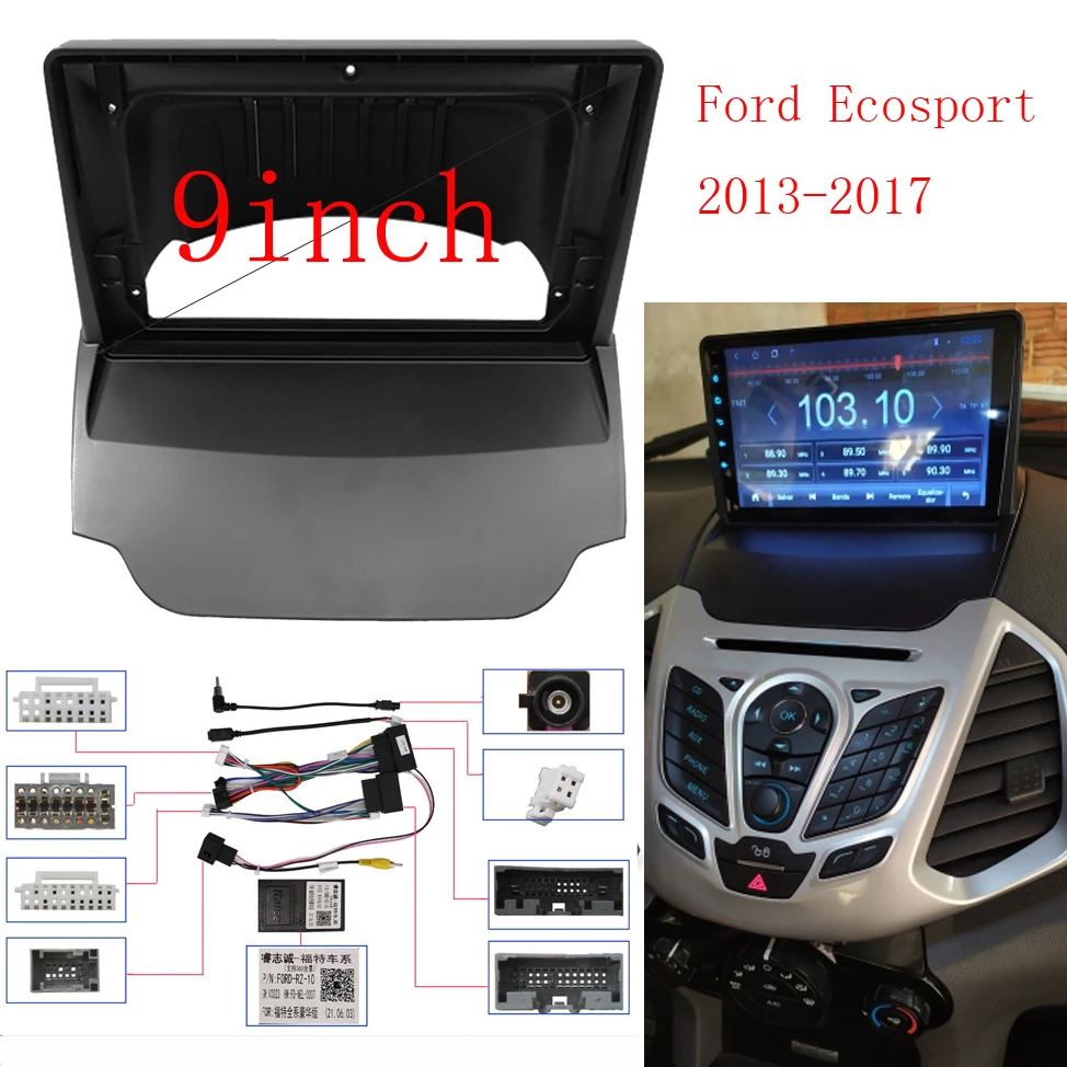 9 Inch Car Fascia Frame Adapter Canbus Box Decoder Android Radio Dash Fitting Panel Kit For Ford Ecosport 2013-2017