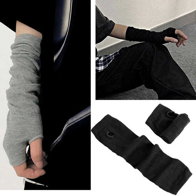 

INS Spring Summer Sports Long Fire Ninja Knitted Gloves Emo Women's Sleeves Y2K Men's Fashion Half Finger Arm Warmer Oversleeve