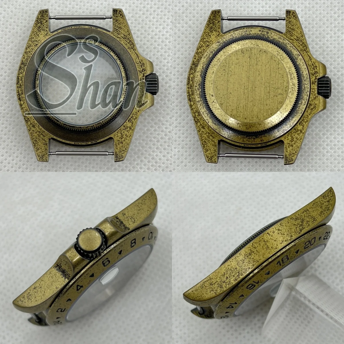 40 mm bronzen kast 24-uurs GMT vaste lunette saffierglas geschikt voor NH34 NH35 NH36 NH39 ETA2824 PT5000 automatische uurwerken