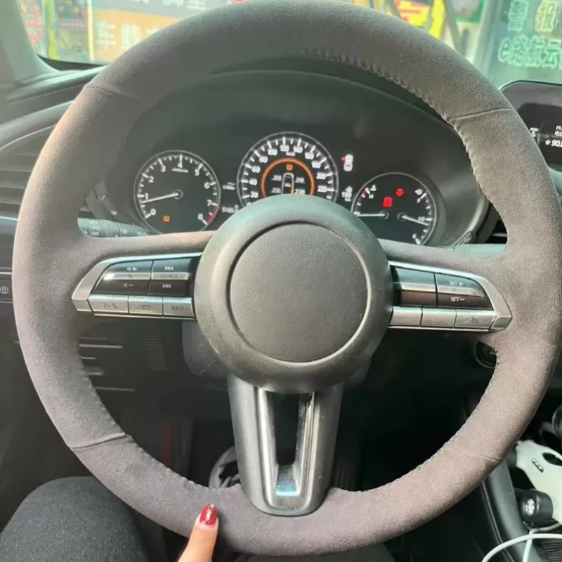 

Car Steering Wheel Cover For Mazda CX30 CX50 Axela CX4 CX5 CX8 Hand-Sewn Suede Car Interior Accessories