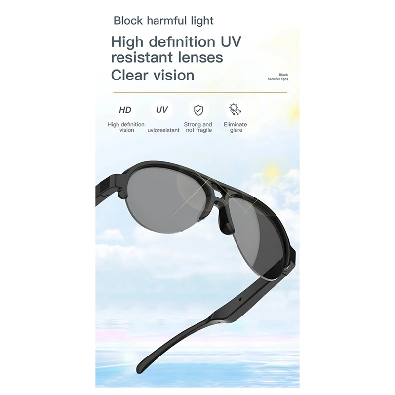 RISE-F08 Gafas de sol Bluetooth Gafas inteligentes Llamadas manos libres Gafas de sol de música Adecuado para auriculares Bluetooth móviles