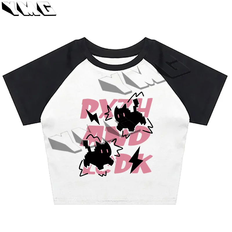 Y 2K Crop Top Zomer Brief Kat Print T-Shirt Vrouwen Slim Fit Harajuku Fee Punk Streetwear Retro Gothic Esthetische Baby Top Emo