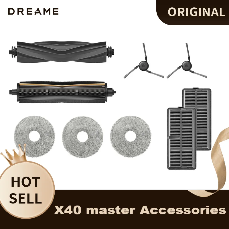 Original Dreame Roboterstaubsauger X40 Master Zubehör Roboterstaubsauger Wischtuch Staubbeutel Hauptbürste Seitenbürste