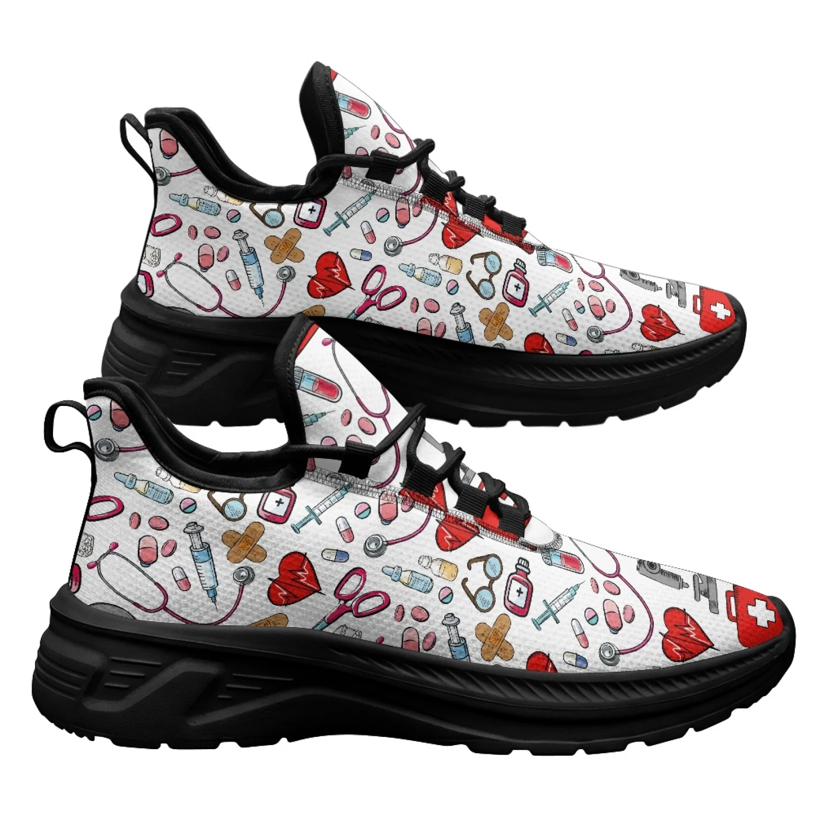 PENSTROLL Medical Pattern Print Non-Slip Breathable Athletic Sneakers Men Athletic Sneakers for Mens Tennis Walking