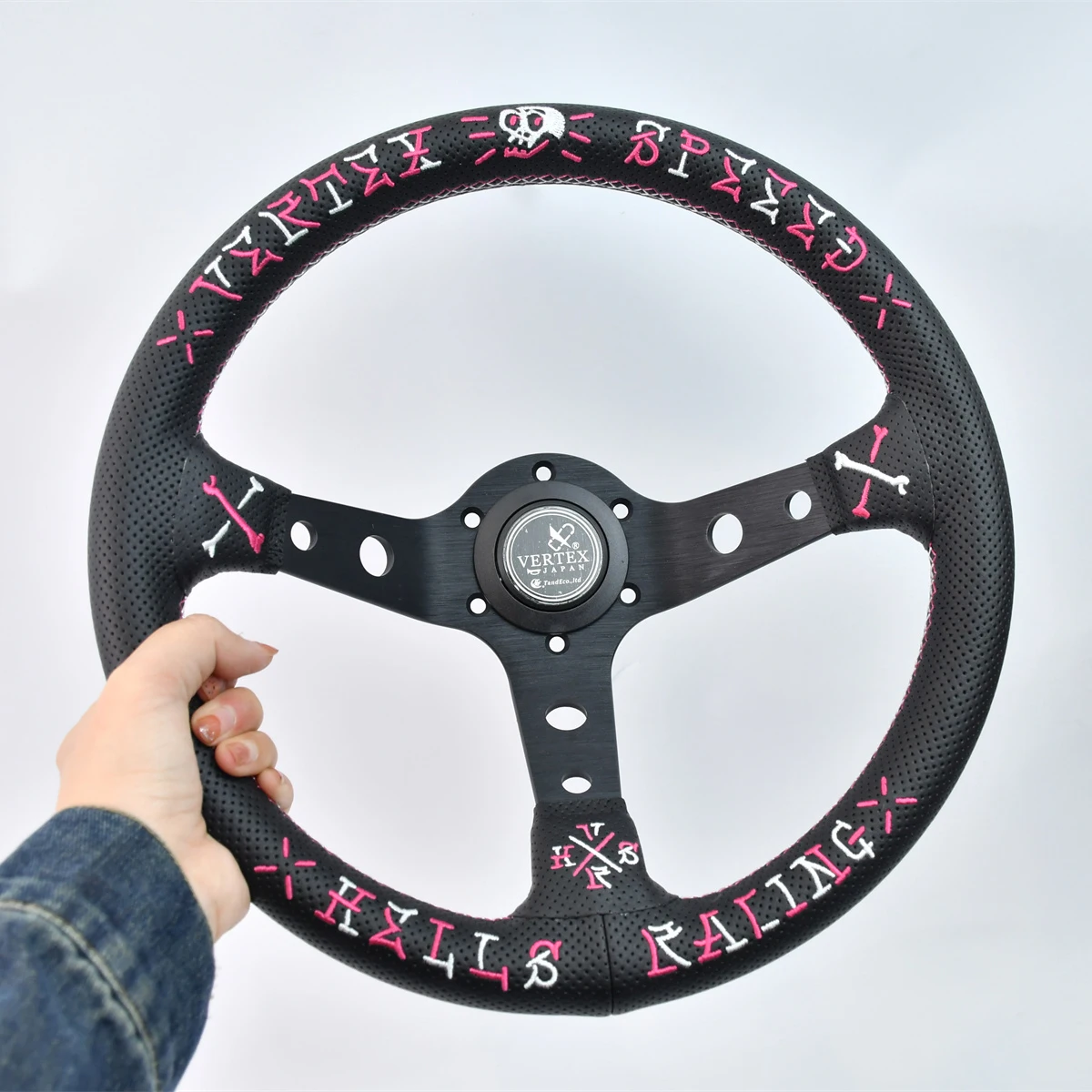VERTEX 320mm Leather Racing Steering Wheel JDM Drift Car Modification Parts