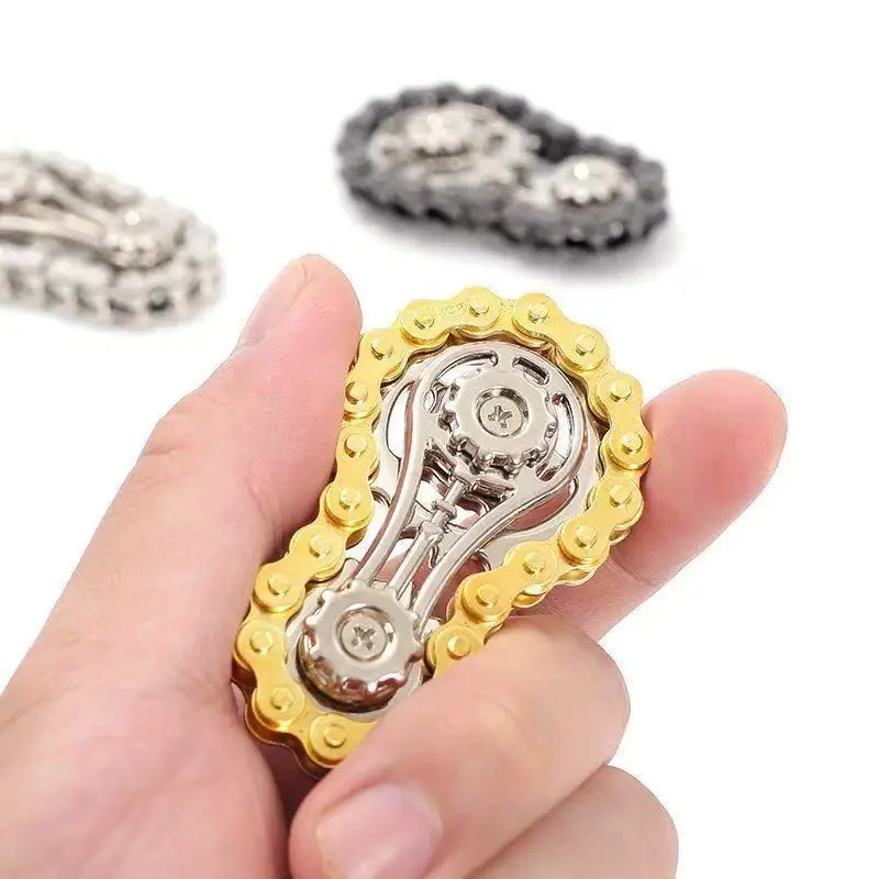 Getriebe-Schwungrad-Fidget-Spinner, Stressabbau, Angstlinderung, mechanischer Metall-Fahrradketten-EDC-Fidget-Spinner, Spielzeug für Erwachsene