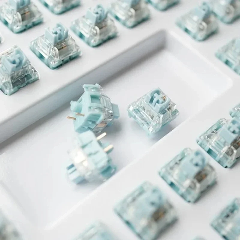 TTC Silent Bluish White Switch Mechanical Keyboard Mute Tactile 3 Pin 42 gf Dual Gold Plated Spring SMD RGB Double Mute Switches