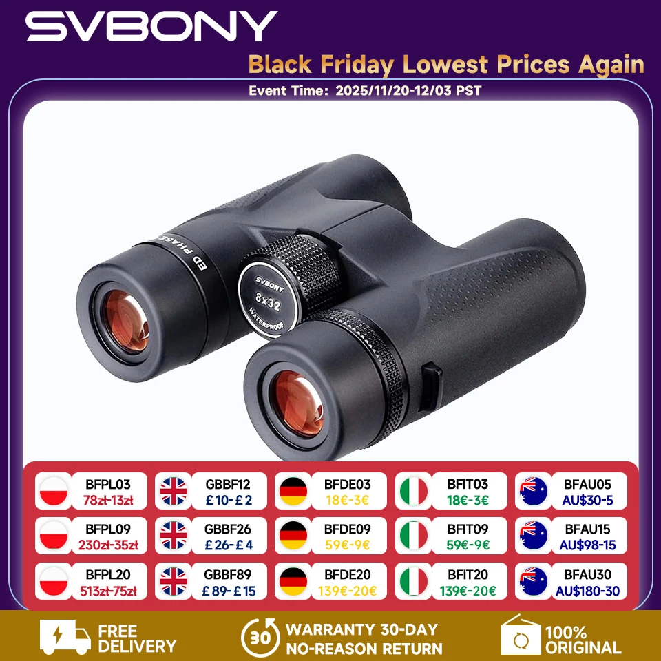 yZ[zSvbony SV202 8X32/8x42/10x42/10X50 ED oዾ IPX7 hoዾ BAK4 o[hEHb`OAV̊ϑALvp