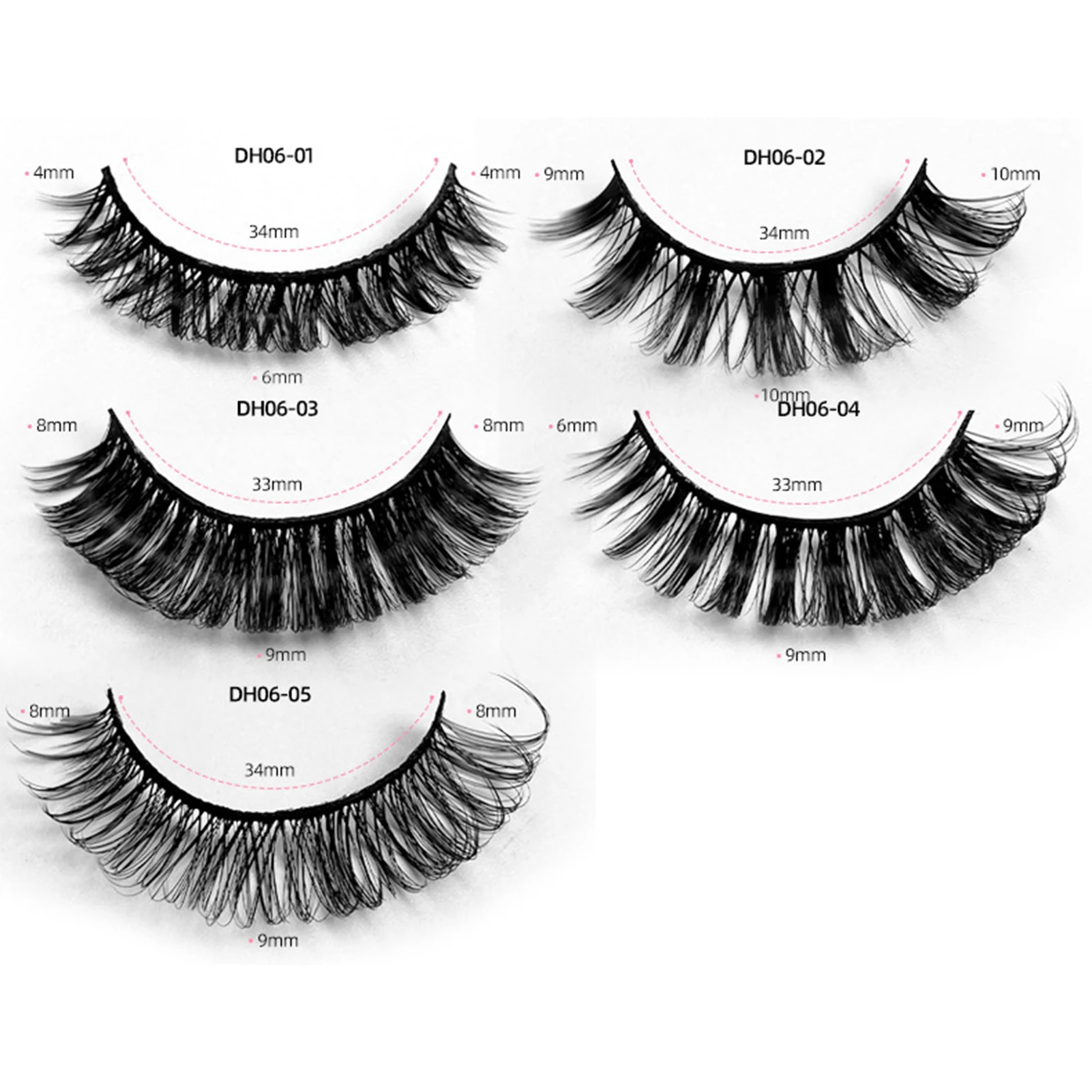 10ペア ロング DIY ロシアンカーリングつけまつげ 3Dカーブ 厚め 人工まつげ 女性用 メイクツール 取り外し簡単