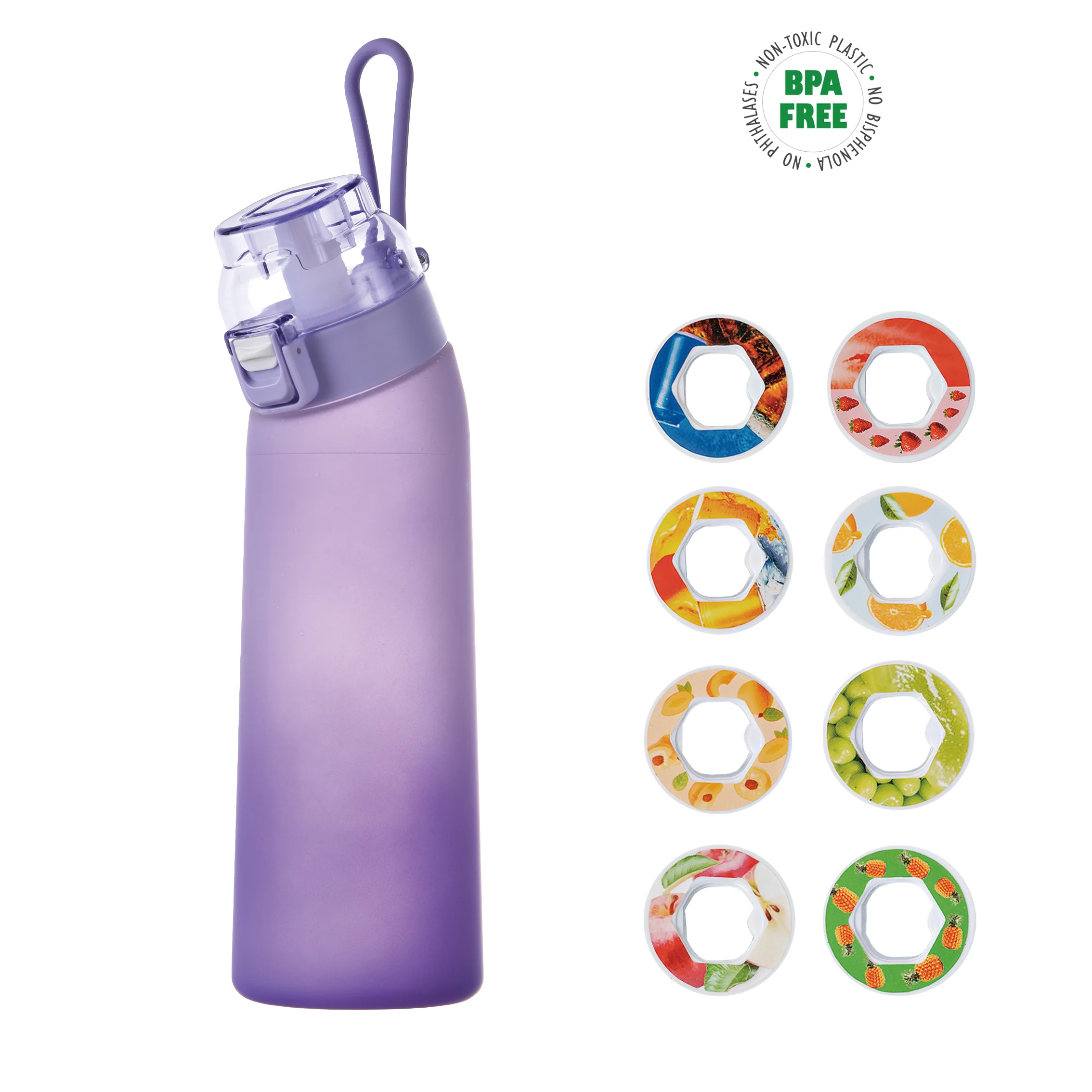 

24 oz Alr Fragrance Water bottle Fruit Flavour Cup Frosted Gradient Drinking Bottle 700ml 8 Flavor Rings For Sports Outdoor