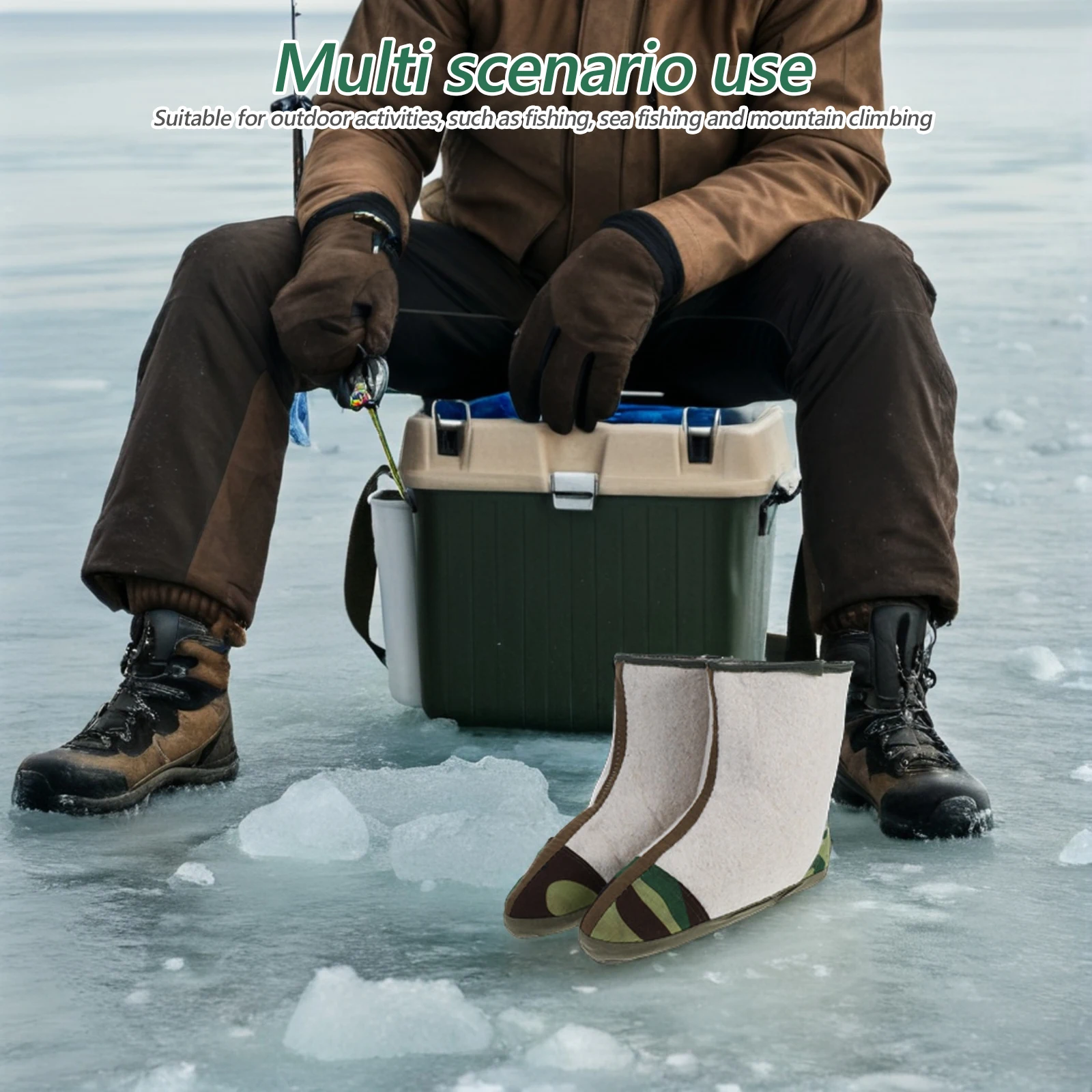 

1Pair Men Winter Snow Boots Waterproof Warm Insulated Outdoor Hiking Fishing Shoes Cozy Liner Cold Weather Protection