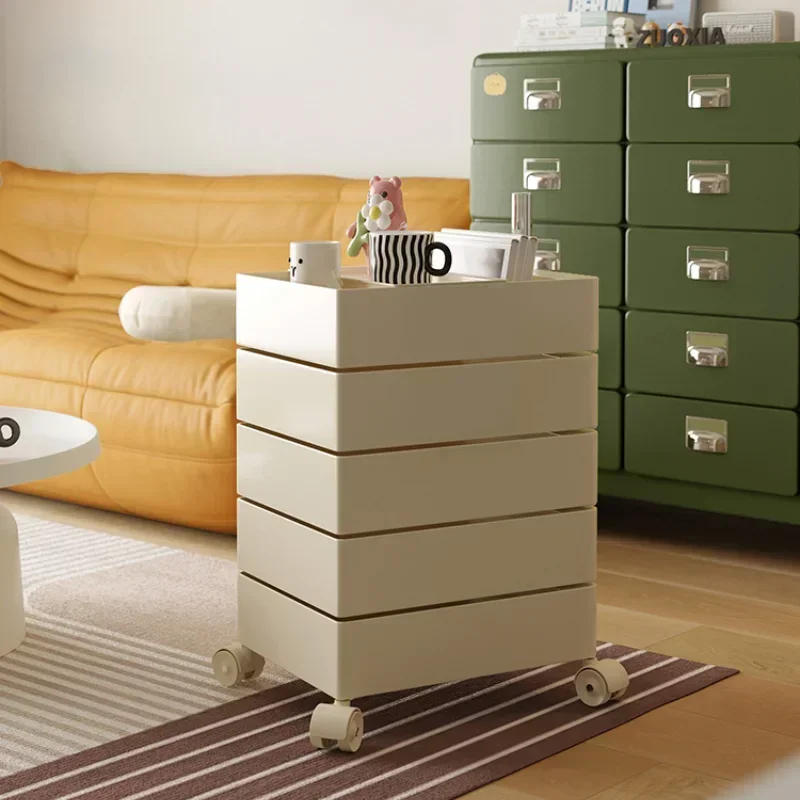 

Cream Style Magic Cube Storage Cabinet, 360 Degree Rotating Bedside Table, Household Simple Storage Trolley, Snack Cabinet