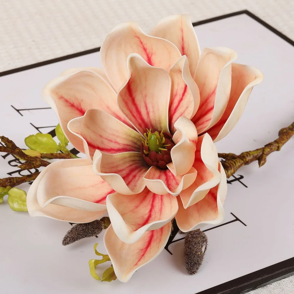 

EVA Artificial Magnolia Branch Floral Art Handmade Simulation Big Magnolia Real Touch Artificial Orchid Flowers