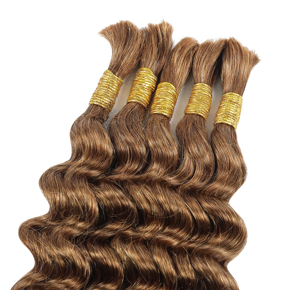 Gold Human Hair Bulk For Boho Braids Deep Wave Hair Bundles For Braiding Curly Human Hair Braiding No Weft Human Hair Extensions