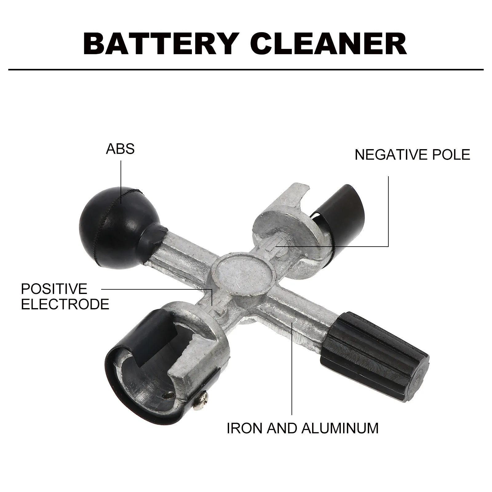 4 Way Aluminum Terminal Cleaner Battery Post Reamer Tool Positive Negative Marked for Car Truck Rv Battery Clamp Corrosion