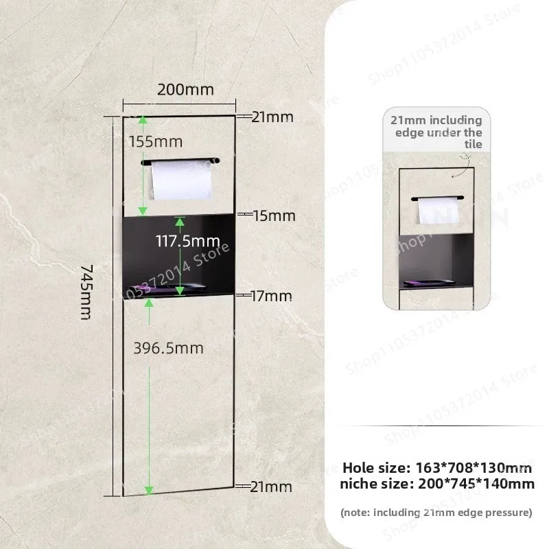 Hidden stainless steel niche toilet recessed toilet brush into the wall