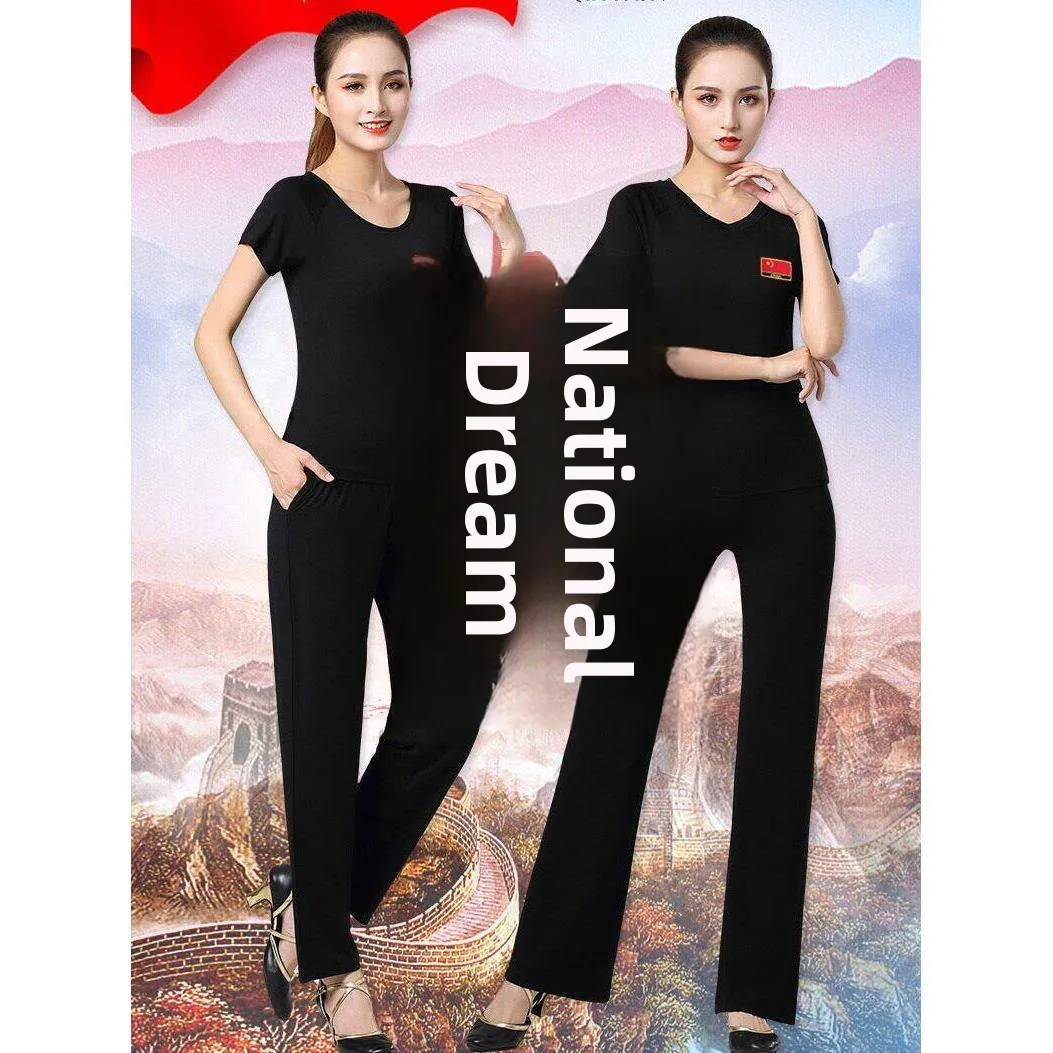 black-square-dance-top-women's-fitness-sportswear-long-sleeve-dance-outfit-for-middle-aged-latin-dance-practice-performance