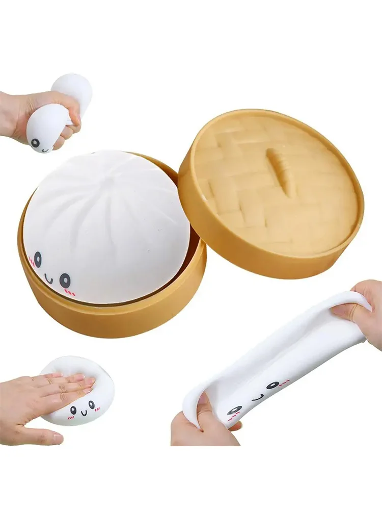 Kawaii Dumpling Squishy Speelgoedset Anti-Stress Fidget Eten Knijp Speelgoed Varken Kuiken Panda Designs Stressbal Cadeau voor de lol - afbeelding 2