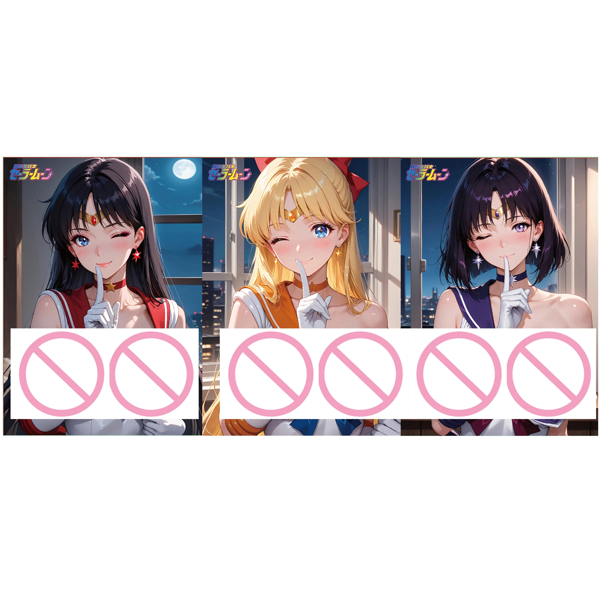 

Набор из 3 коллекционных аниме-карточек 59x86 мм: «История Богини» (Цукино Усаги, Хино Рэй) с эффектом преломления света и цветного флика. Подарок-игрушка для самостоятельного изготовления.