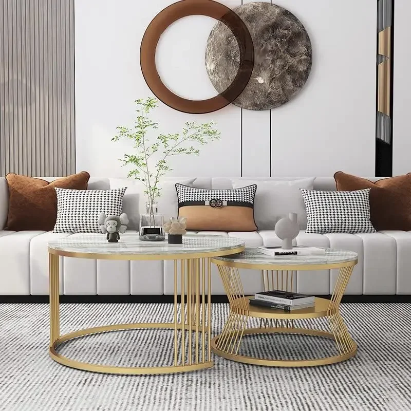 New Nordic Light Luxury Sintered Stone Round Coffee Table Living Room Small Apartment Simple Modern Internet-Famous
