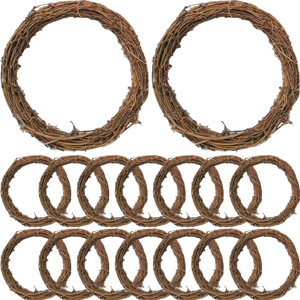 Guirxiété de fleurs de vigne de terre, couronne de Noël, décor d'Halloween, cadre de bricolage d'anneau, rotin naturel pour cercle de guirlandes exécutives, 16 pièces