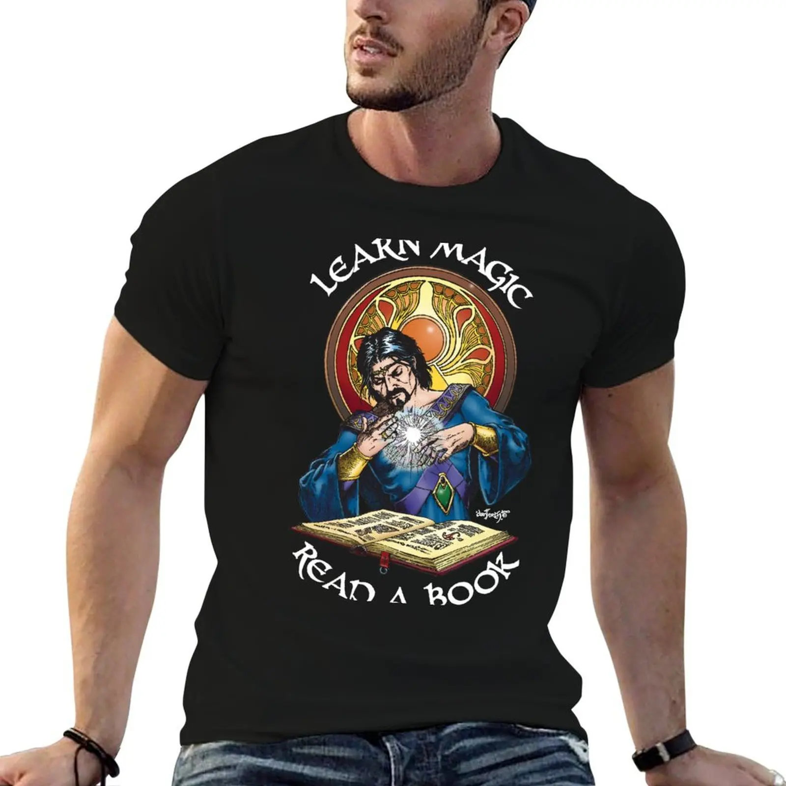 Learn Magic Read a Book T-Shirt Comfort Stretch Tee Shirt