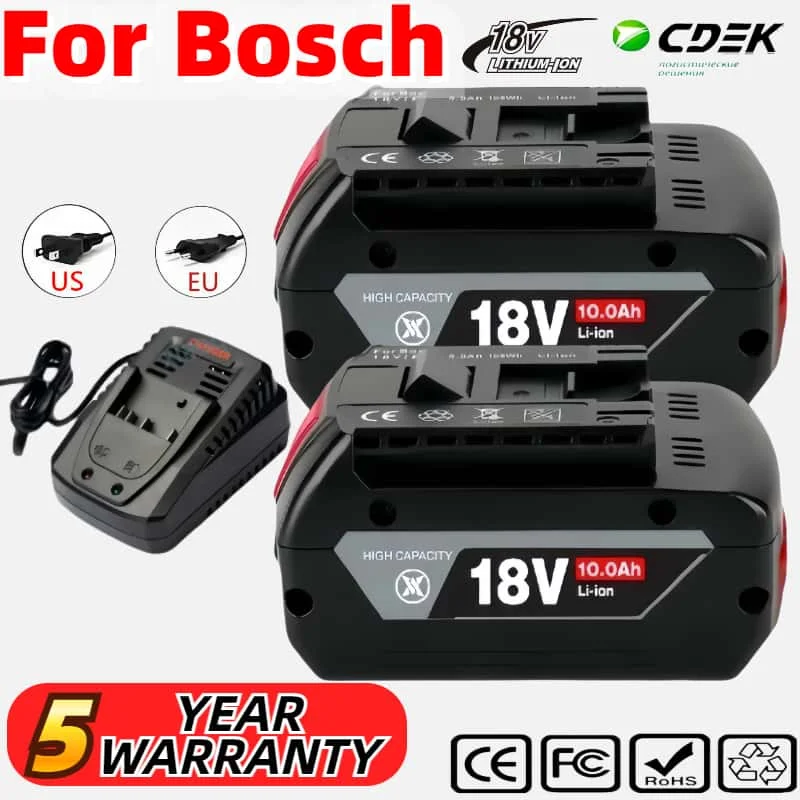 

For BOSCH High-Performance 18V 6.0Ah LITHIUM-ION BATTERY GBA 18v 6.0/8.0 Ah Professional GBA GSR GSB BAT609 Rechargeable Battery