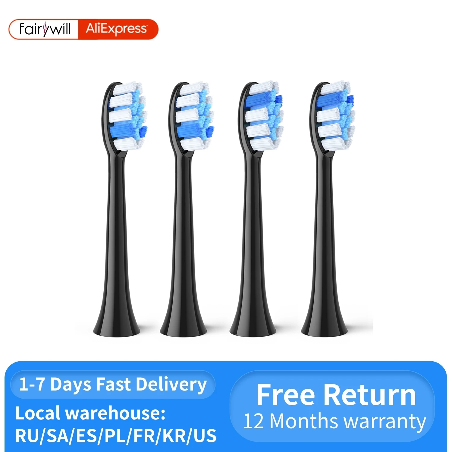 Fairywill P11 Electric Toothbrush Heads Replacement Heads for P11 T9 P80 Toothbrushes 4pcs 8pcs 12pcs 16pcs Teeth Cleaning,Soft