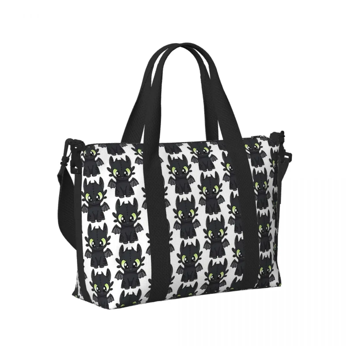 

Custom Night Fury Toothless Beach Travel Bag Large Capacity Tote Bags for Gym Yoga Women Shopping Duffle Shoulder Bag