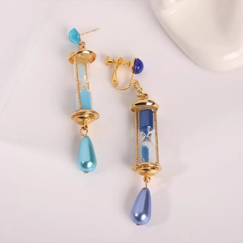 Vanitas Hourglass Ear Clip Exquisite Eye Catching Earrings Exclusive Design Premium Simulated Fan Merchandise Fashion Jewelry