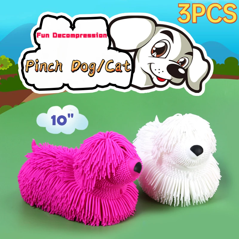 1/3PCS Simulation Dog Cat Animal Dense Hair Ball Cute Children Pinch Music Compulsion Vent Decompression Ball Toys